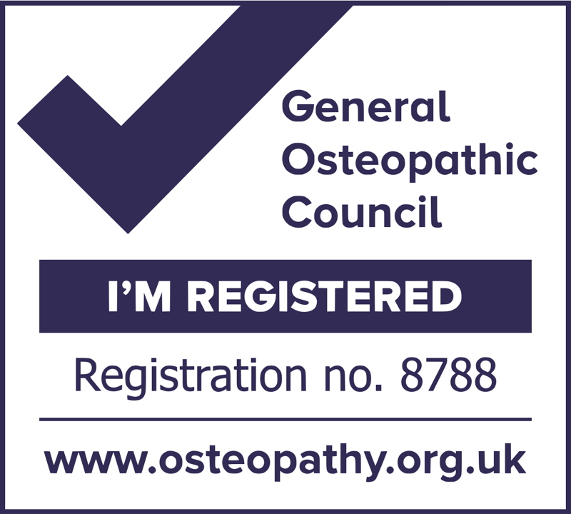 General Osteopathic Council. I'm registered. Registration no. 8788.